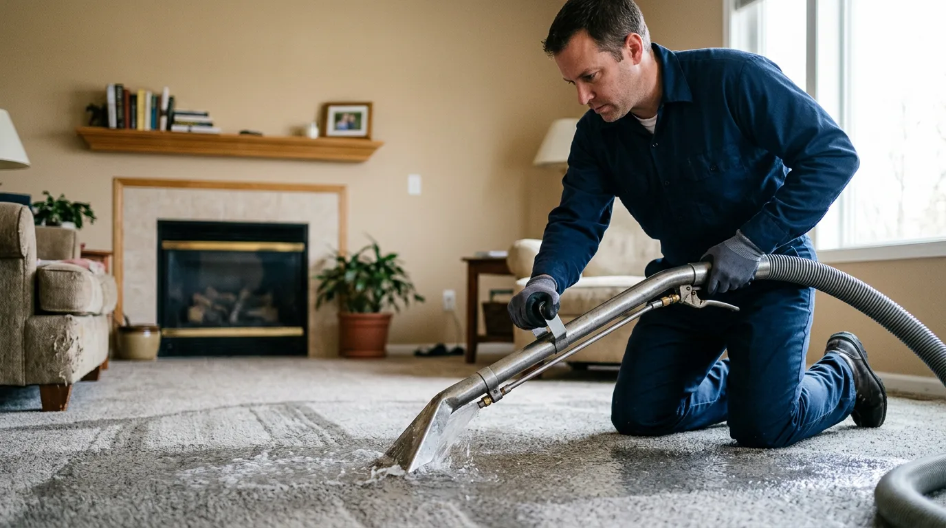 Water damage restoration technician working near Hannah, ND